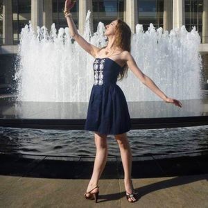 Lily Pulitzer strapless navy seashell dress